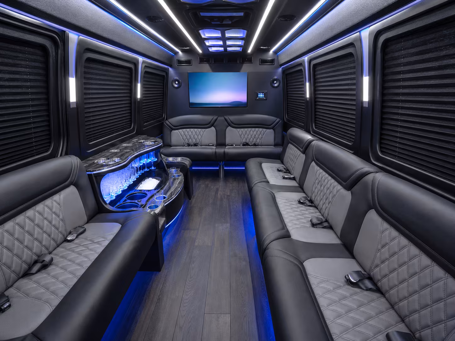 union city 20 passenger party bus interior