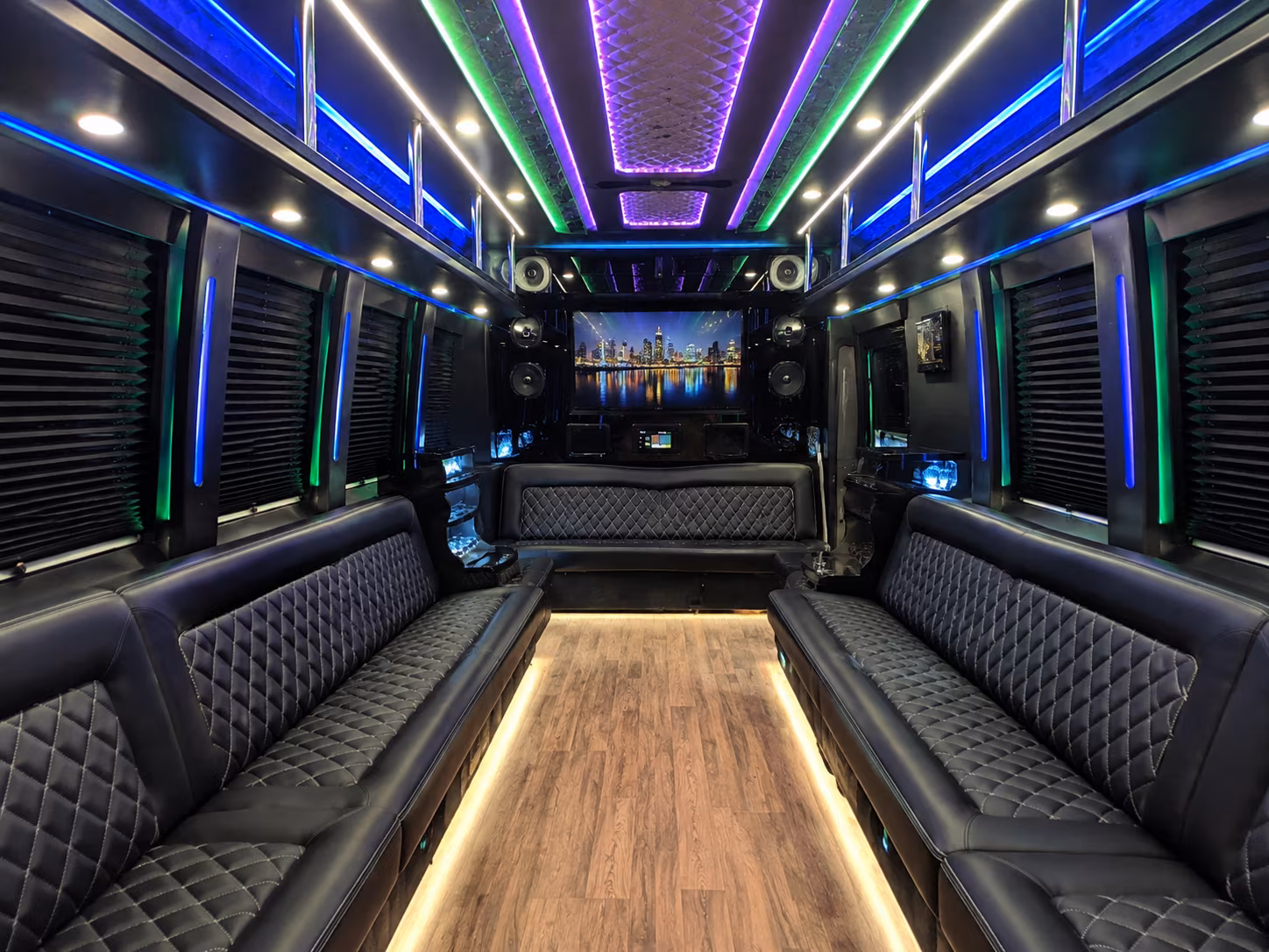 union city 25 passenger party bus interior