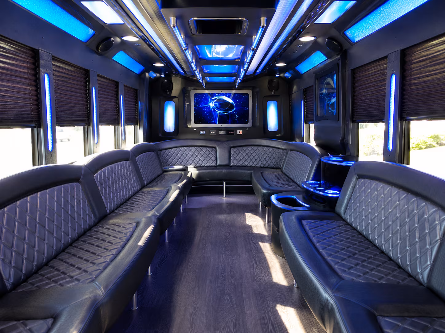 union city 28 passenger party bus inside