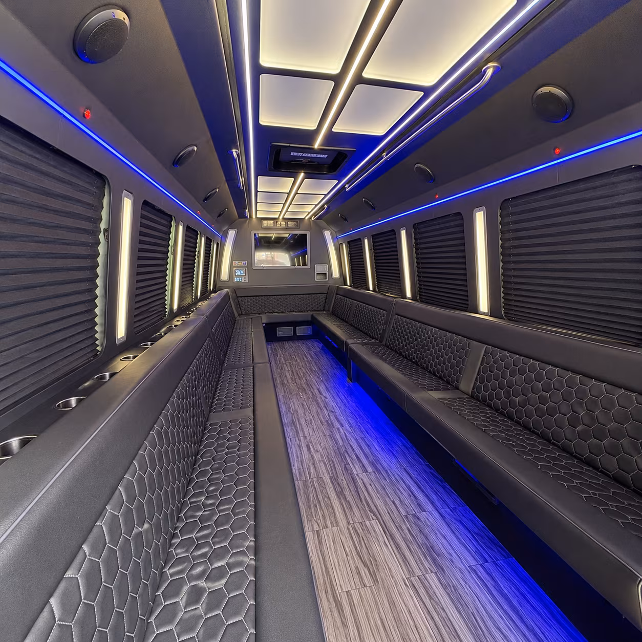 union city 30 passenger party bus interior