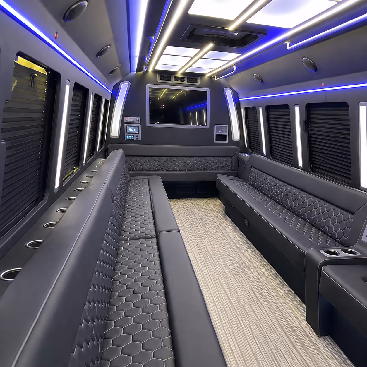 union city 40 passenger party bus inside
