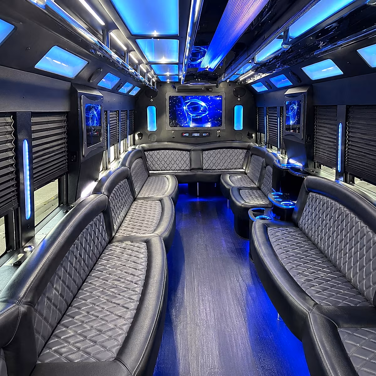 union city 50 passenger party bus interior